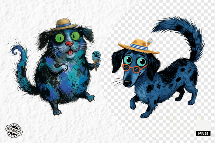 Whimsical Summer Dog Png Clipart