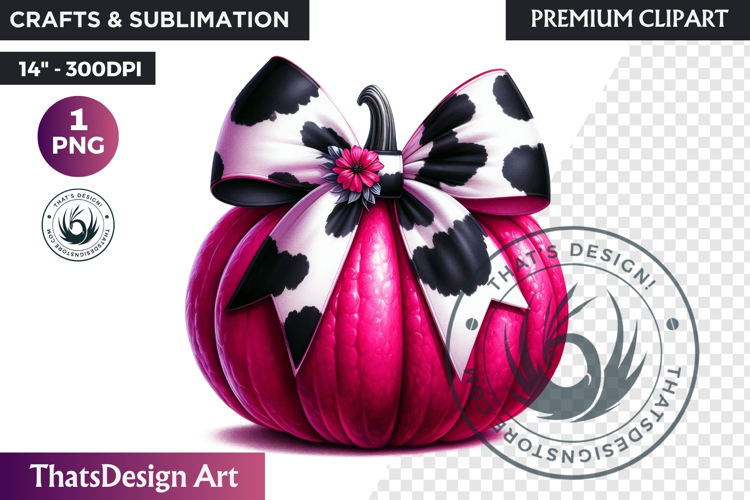 Floral Pink Coquette Pumpkin with bow PNG, Autumn Girly bow