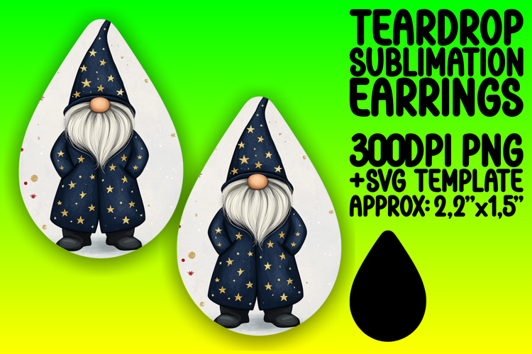 Dynamic Teardrop Earrings Template PNG , Gnome