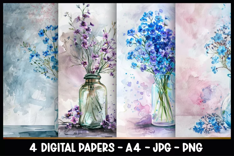 4 Vintage Floral Digital Papers I Junk Journal