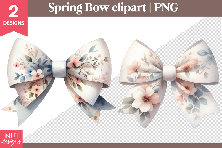 Easter Bow Clipart PNG Pastel Floral bow sublimation