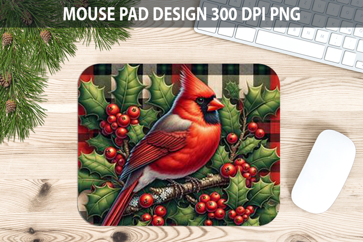 Christmas Cardinal Mouse Pad Sublimation - Animal PNG Design
