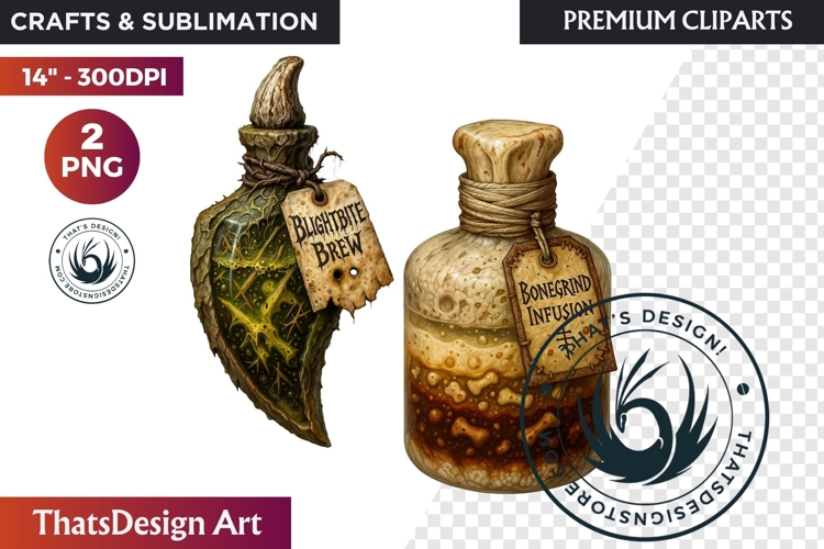 Halloween Hags Potions PNG Clipart spooky gothic bottle
