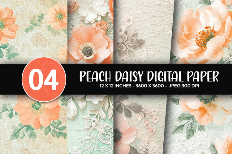 Peach Daisy Digital Paper
