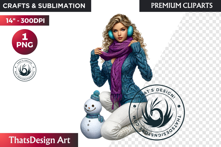 Cosy Winter Girl Clipart, Fashion Girl PNG, christmas