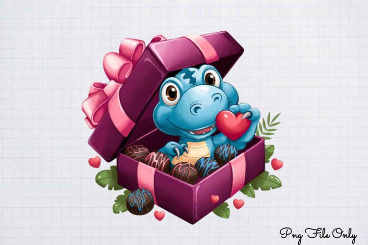 Peeking Dinosaur Valentines Day Clipart PNG