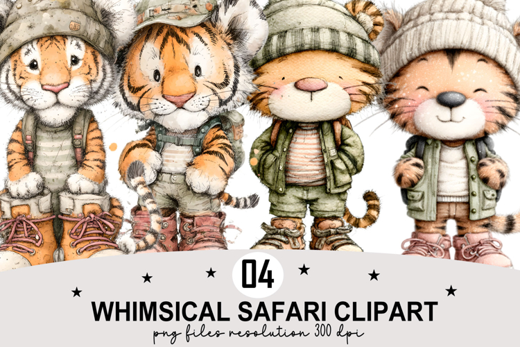 Whimsical Safari Clipart Watercolor PNG