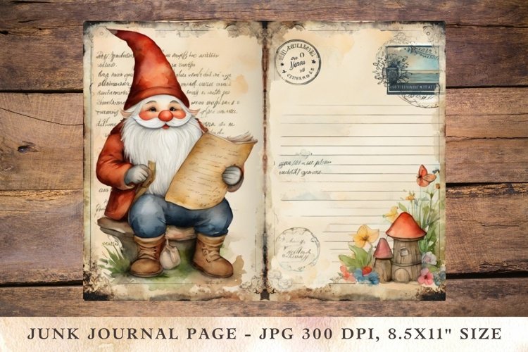 Printable Junk Journal Pages gnome 5 example image 1