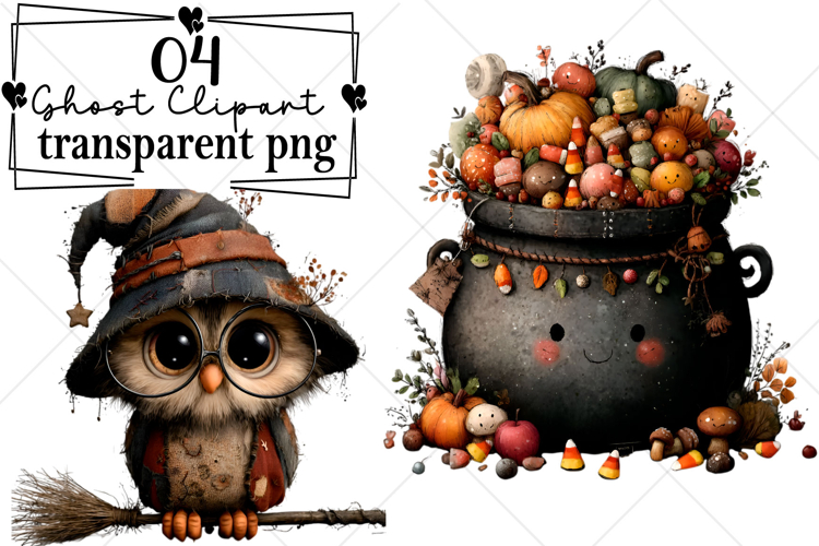 Whimsical Halloween Ghost Clipart Watercolor PNG