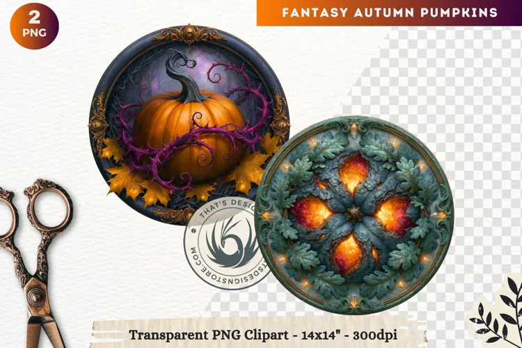 Fantasy Autumn Pumpkins Dark Gothic Clipart sublimation