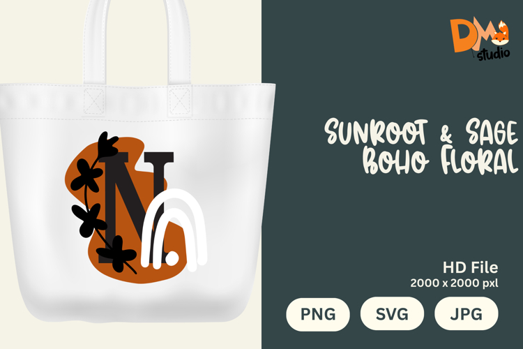 Sunroot & Sage Boho Floral Monogram