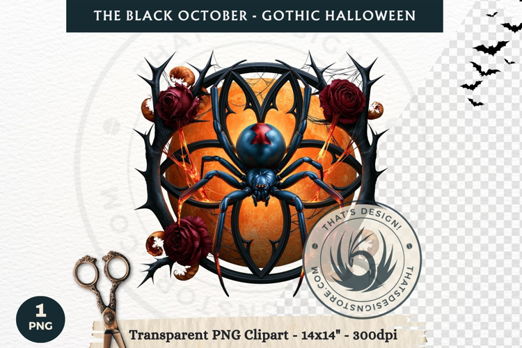 The Black October Gothic Halloween Clipart, Horror character