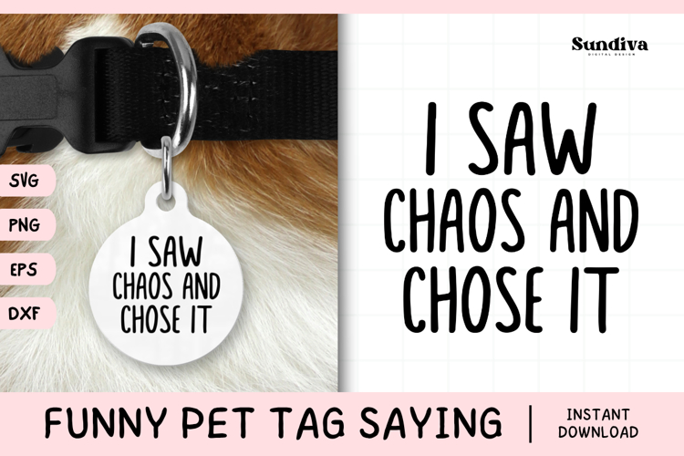 Funny Pet Tag Saying SVG | I Saw Chaos and Chose It