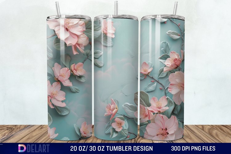 3D Painted Flower Tumbler Wrap example image 1