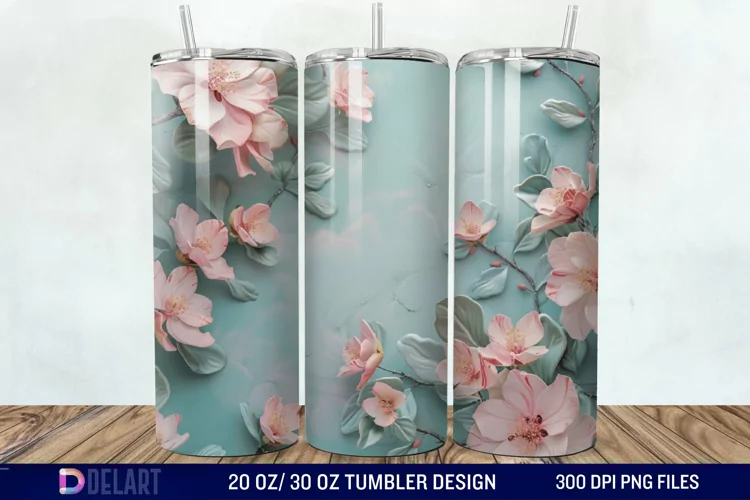 3D Painted Flower Tumbler Wrap