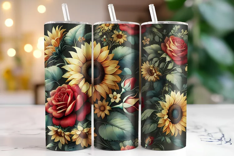 Flowers Tumbler Wrap | Sublimation