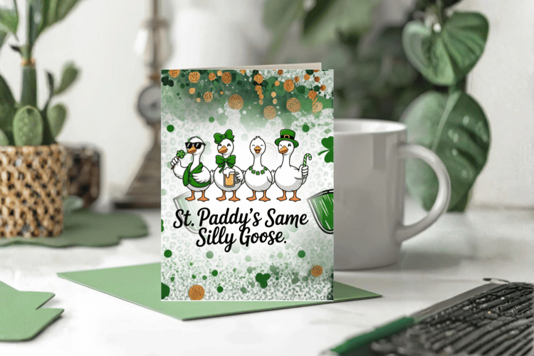 St Paddy’s Same Silly Goose Greeting Card PNG Sublimation De