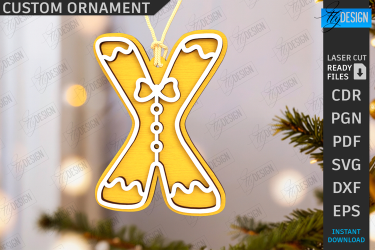 Christmas Letter Ornament|Hanging Christmas Monogram SVG|CNC