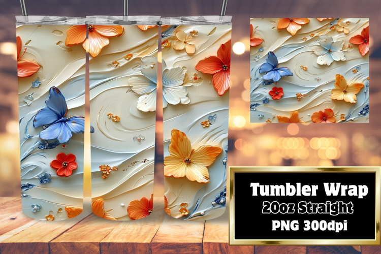 Sublimation Ready 20oz Tumbler , 3D Flower