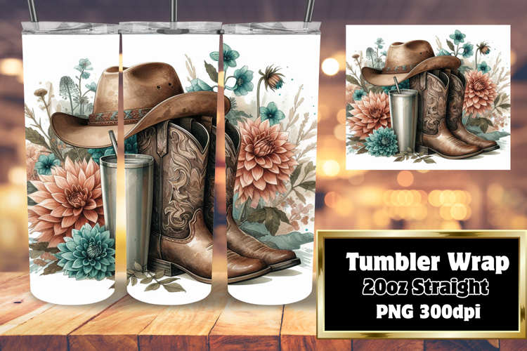 Bright 20oz Tumbler Wrap Design , Western