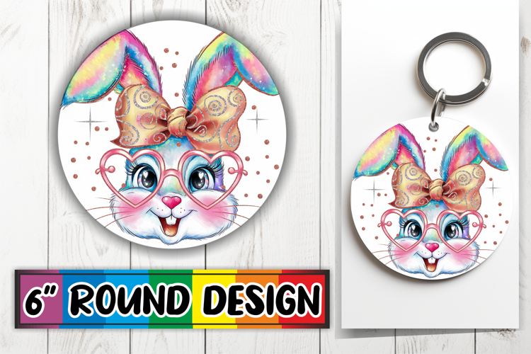 Cheerful Circle Car Coasters PNG, Easter Bunny