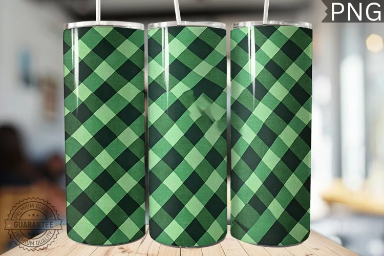 Green Plaid Tumbler Wrap - High Quality 300 Dpi