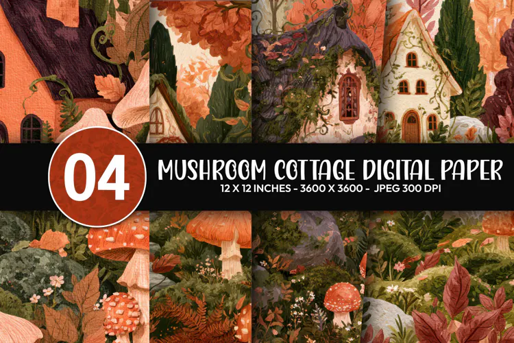 Mushroom Cottage Digital Paper