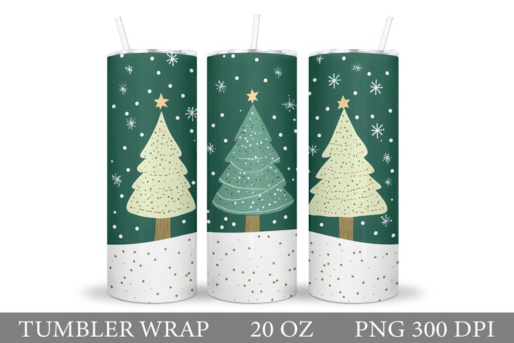 Christmas Tree Tumbler Design. Christmas Tree Sublimation example image 1