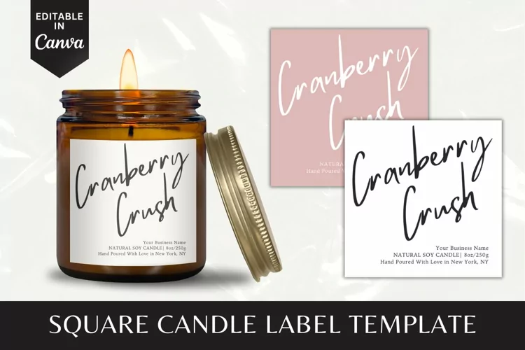 Custom Square Candle Label Canva Template - 11
