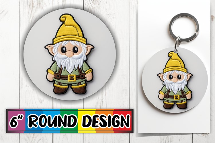 Joyful Embroidery Sublimation Circular Keychain Design