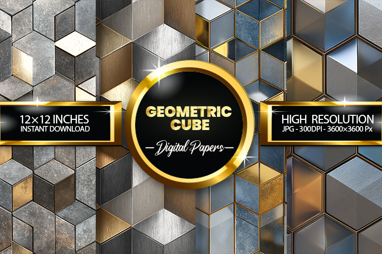 Geometric Cube Digital Papers - 04 variations