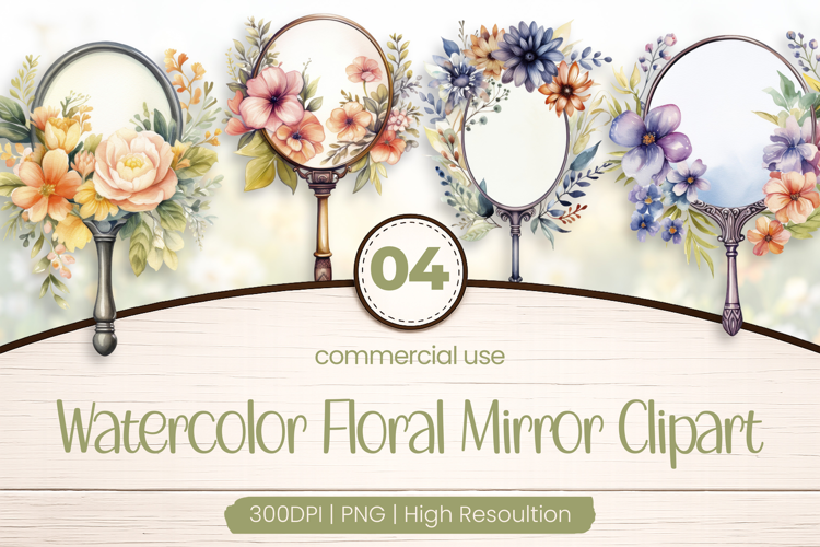 Floral Mirror Clipart PNG