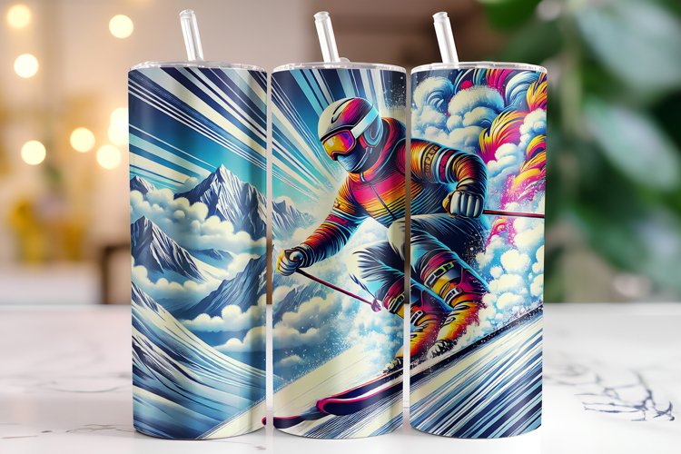 Skiing Tumbler Wrap | Sublimation | Tumblers