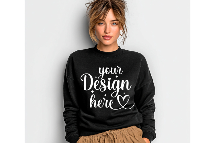 Gildan 18000 Black mockup, Gildan blank mockup