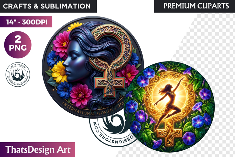 International Womens Day Round Cliparts   Backgrounds PNG