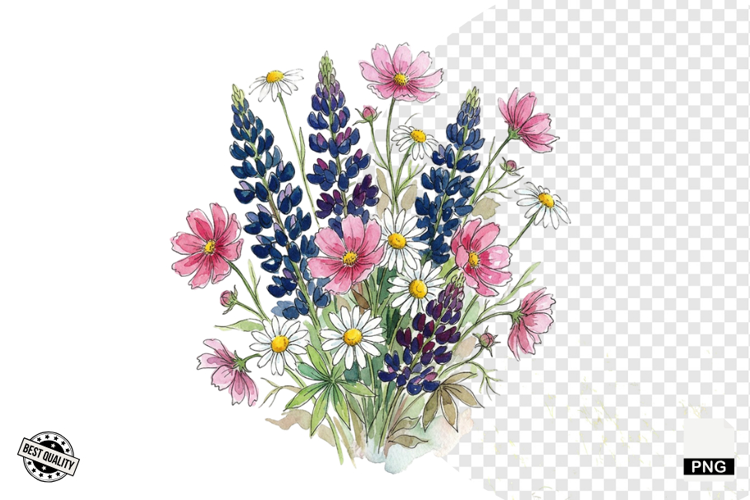 Watercolor Moonlit Meadow Clipart