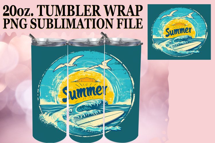 Vibrant Summer Sublimation,Tumbler Wrap 20oz example image 1