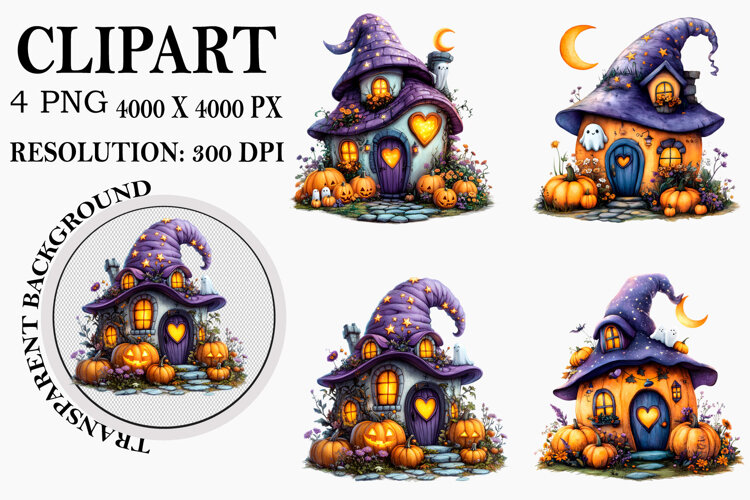 Watercolor Ghost Pumpkin Clipart example image 1