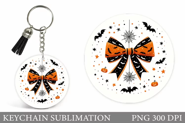 Halloween Bow Keychain. Halloween Sublimation