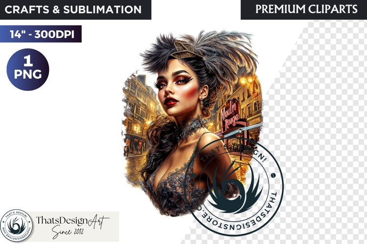 French Cancan cabaret Girl Clipart PNG, Burlesque woman