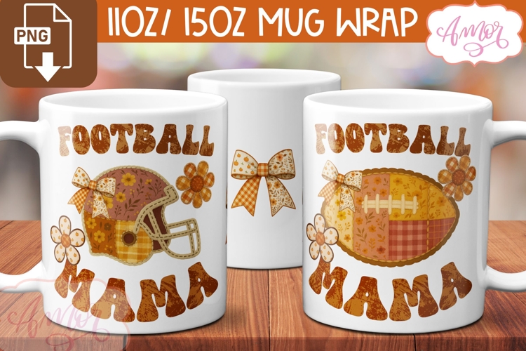 Football Mama mug wrap sublimation PNG, Fall Mug PNG