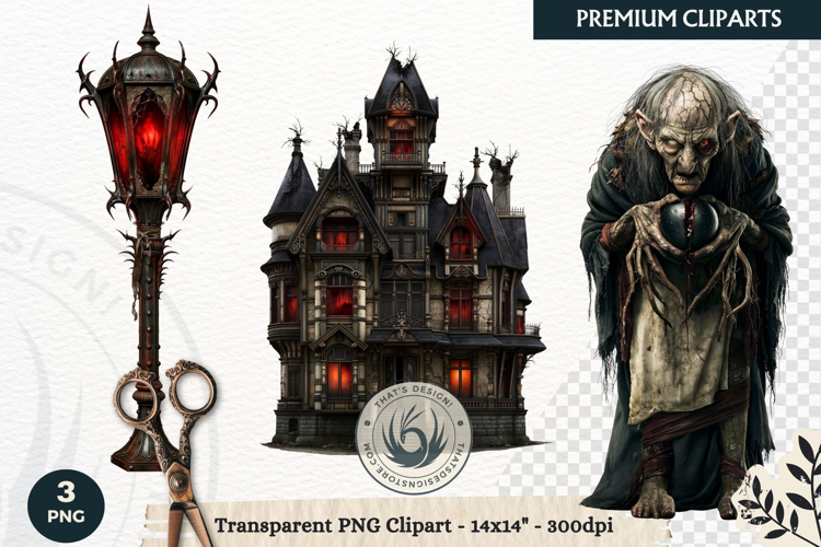 Dark Fantasy Halloween Horror Clipart PNG, Gothic Monster