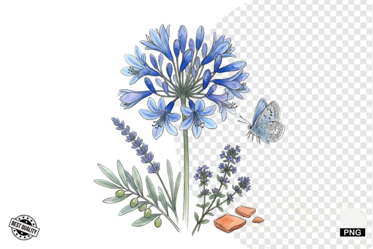 Summer Wildflowers   Bird   Insect Clipart - Houseplant PNG