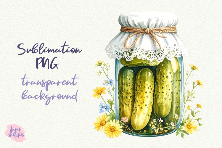 Cute Pickle Jar Sublimation Design Pickles PNG Cottagecore