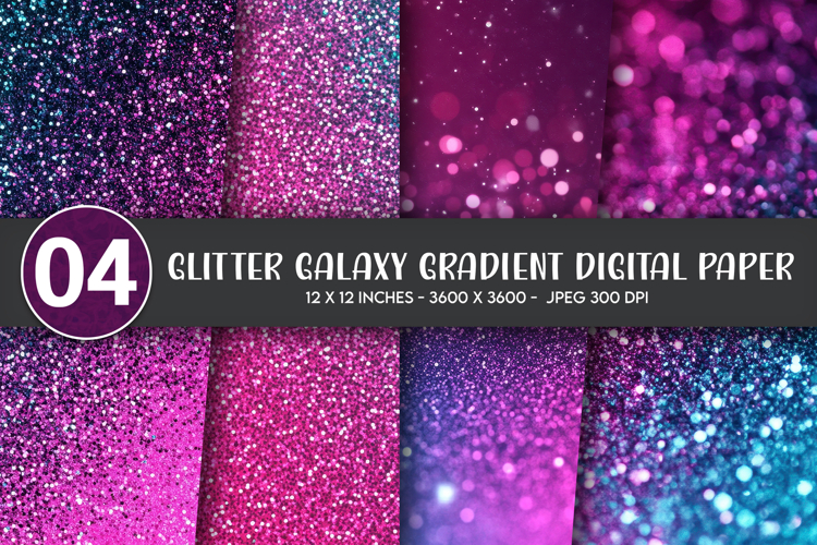 Glitter Galaxy Gradient Digital Paper
