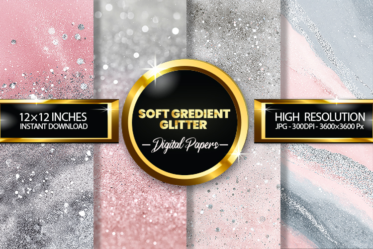 Soft Gredient Glitter Digital Papers - 04 variations