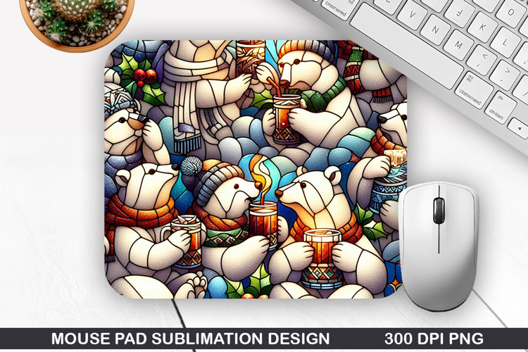 Bear Mouse Pad Sublimation, Christmas Mouse Pad PNG Design