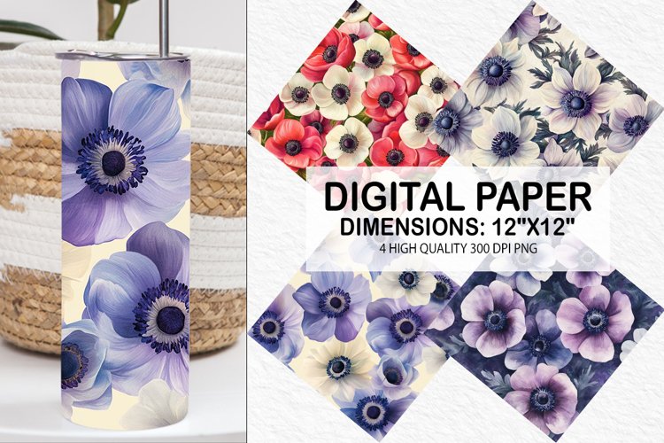 Anemone Flower Digital Paper - Flower Background