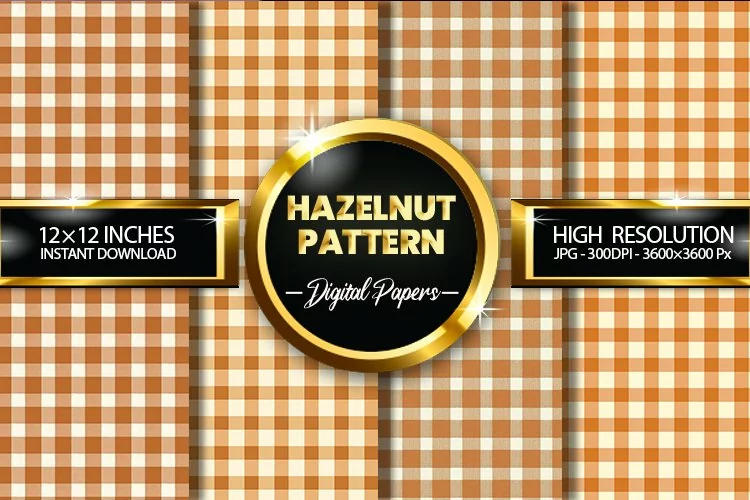Hazelnut Pattern Gingham Digital Papers - 04 Variations