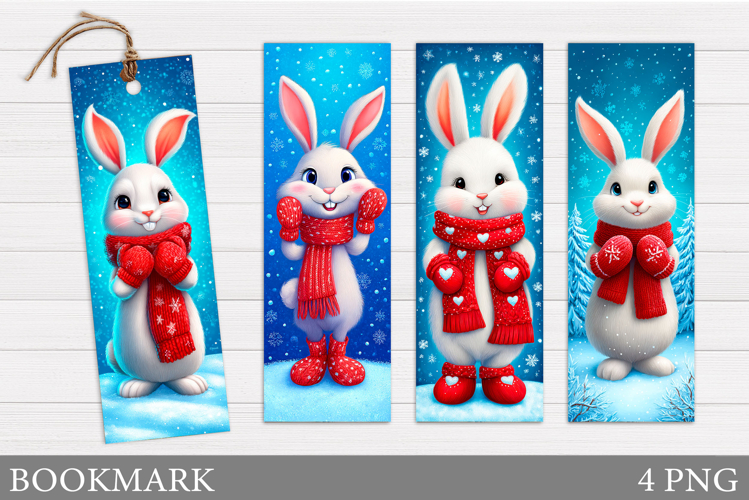 Christmas Bunny Bookmark. Christmas Bookmark Sublimation